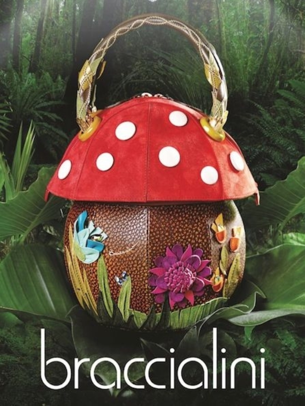 NWT Braccialini Firenze Tema Fungo Mushroom Bag